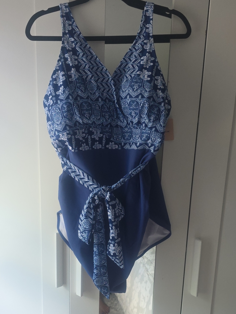 BloomChic Navy and White Printed One-Piece Swimsuit